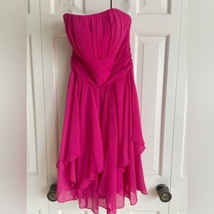 David's Bridal Vibrant Pink Asymmetrical Dress